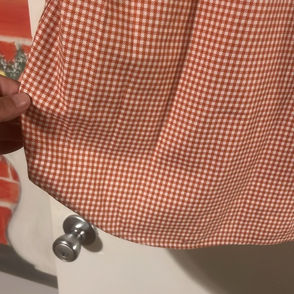 Peter Millar mens orange/white gingham long sleeve shirt - Picture 8 of 9